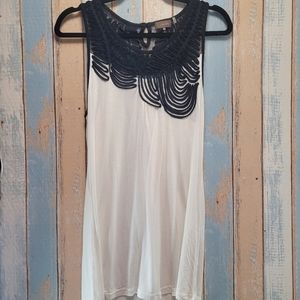 Crosby. Black Ribbon Embellished Sleeveless Top Size M